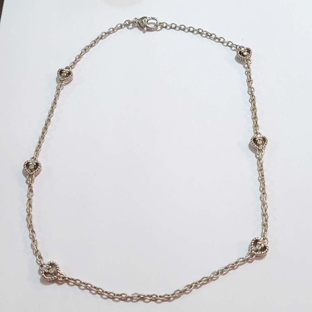 Judith Ripka 925 SS Cz heart 20" Necklace
